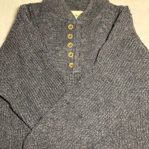 Eddie Bauer 100% Cotton GreyNavy Button Up Sweater